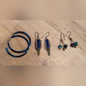 Elegant Blue and Green Earrings